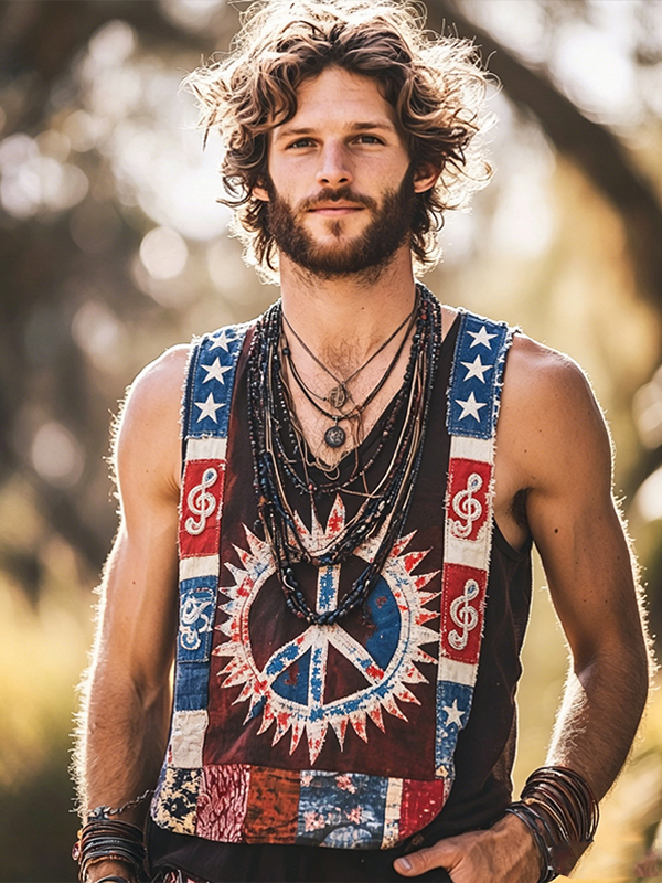 Men's Independence Day Peace Art Print Tank Top