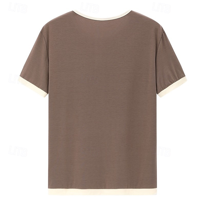Men's Color Block Henley Tee - Designer Patchwork Casual