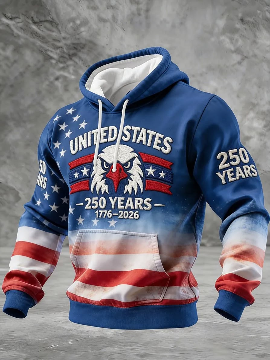 Men's United States 250 Years 1776-2026 Eagle Art Print Pocket Hoodie