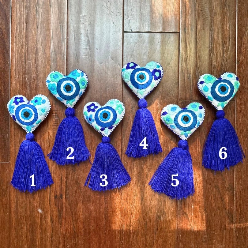 Evil eye heart embroidered tassel🎅Best Christmas Gift