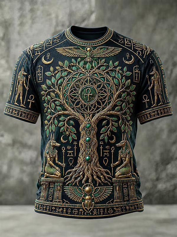 Men's Ancient Egyptian Tree Of Life Print T-Shirt
