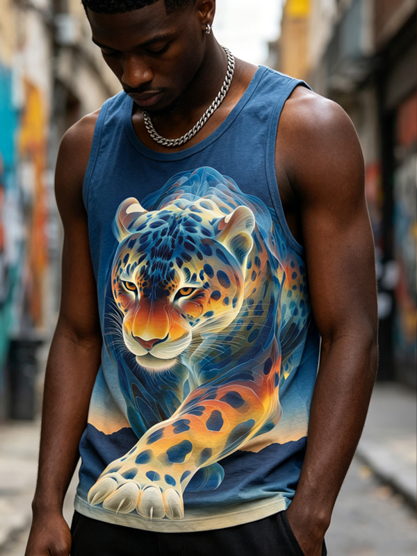 Men's Modern Art Leopard Print Casual Tank Top