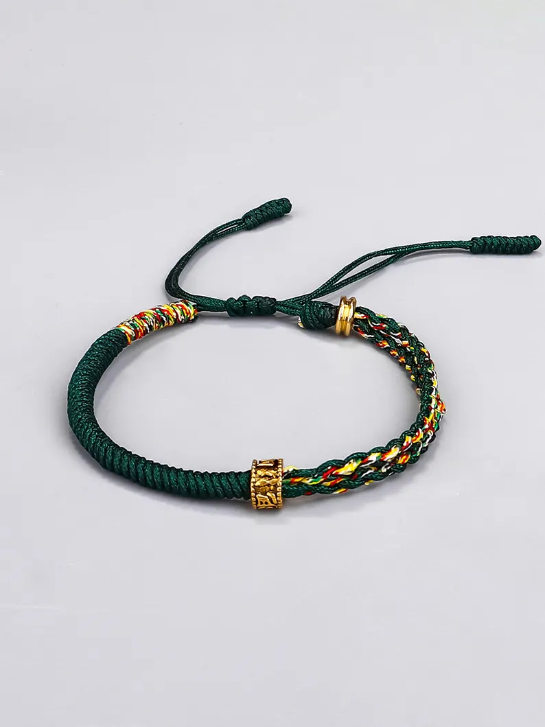 Handmade Om Mani Padme Hum Mantra Copper Beads Red String Bracelet