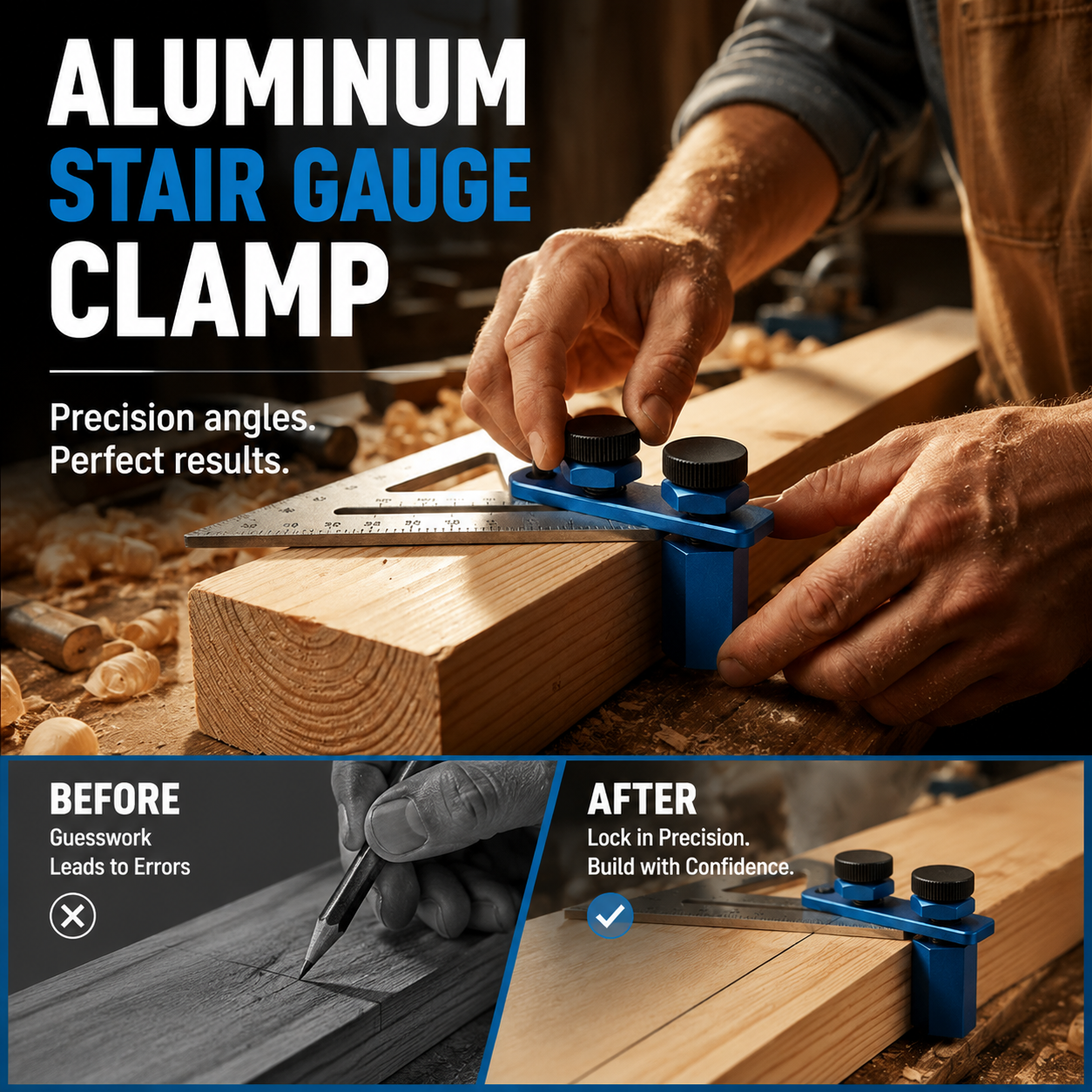 🔩Aluminum Stair Gauge Clamp – Secure Locking, Versatile, Durable