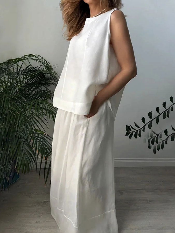 Women's cotton and linen casual suit
