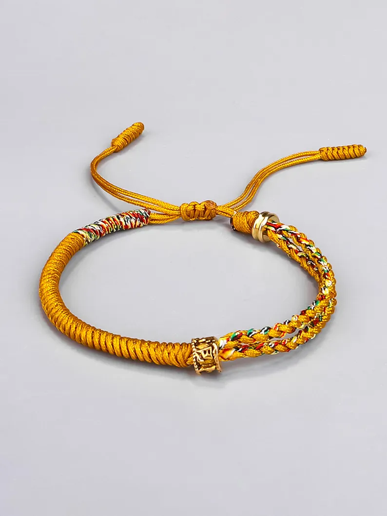 Handmade Om Mani Padme Hum Mantra Copper Beads Red String Bracelet