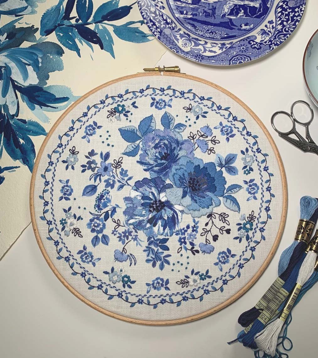 🔥LAST DAY 50% OFF - Blue Floral Embroidery Kit