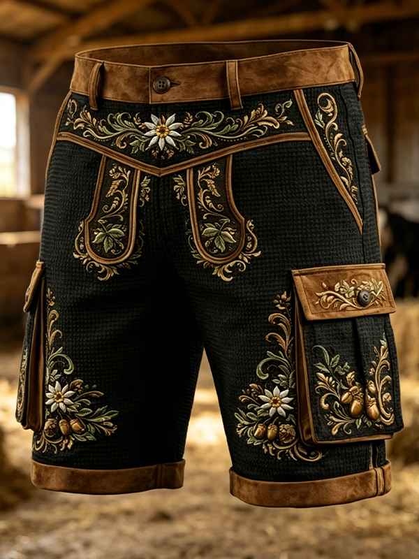 Men's Floral Retro Art Print Casual Shorts