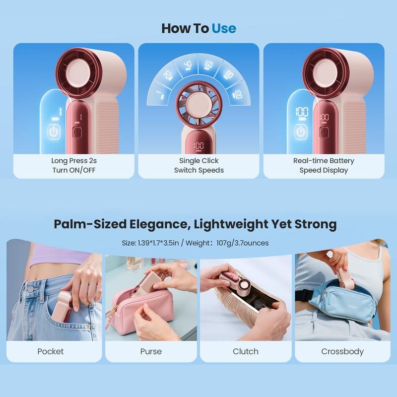 🥳2026 HOT SALE🥳💨❄️ 50% OFF! Turbo Handheld Fan – 16900 RPM, 6 speeds, LED display.  🌬️✨
