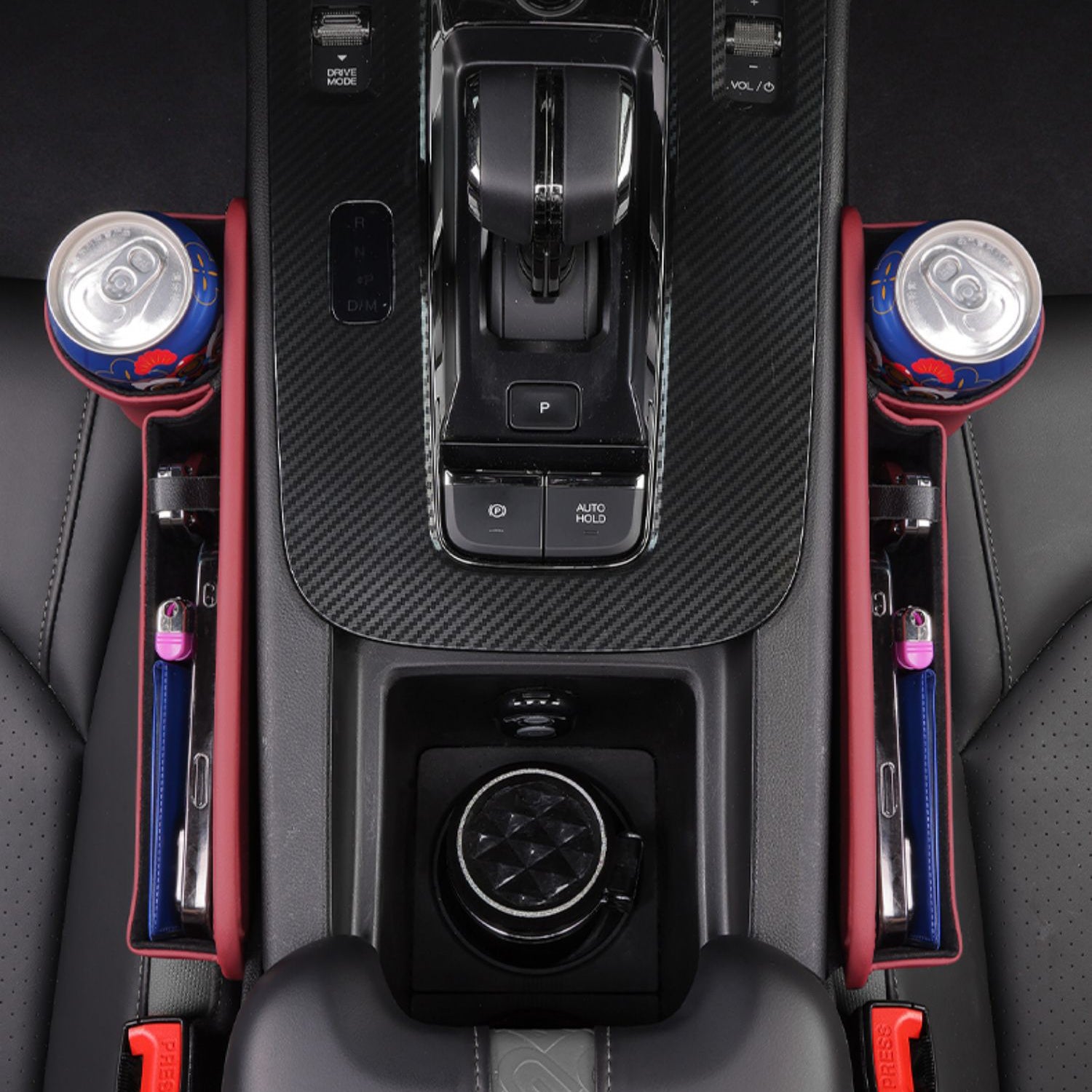 Azemov📣50% OFF Hot Sale! 🔥Exclusive Logo Leather Car Seat Storage Box With Water Cup Holder
