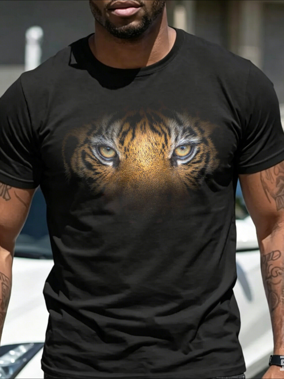 Men's Tiger Eyes Graphic Art Print T-Shirt