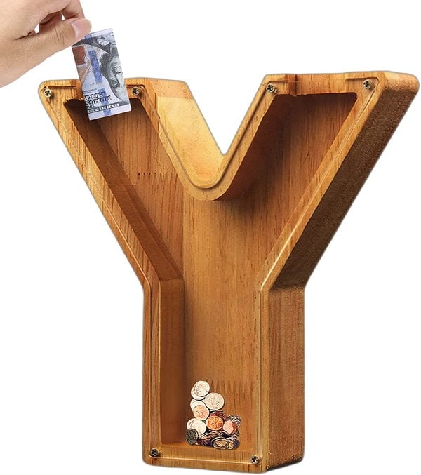 🔥 Last Day 40% OFF – Customize Letter Piggy Bank-Wood Gift For Kids