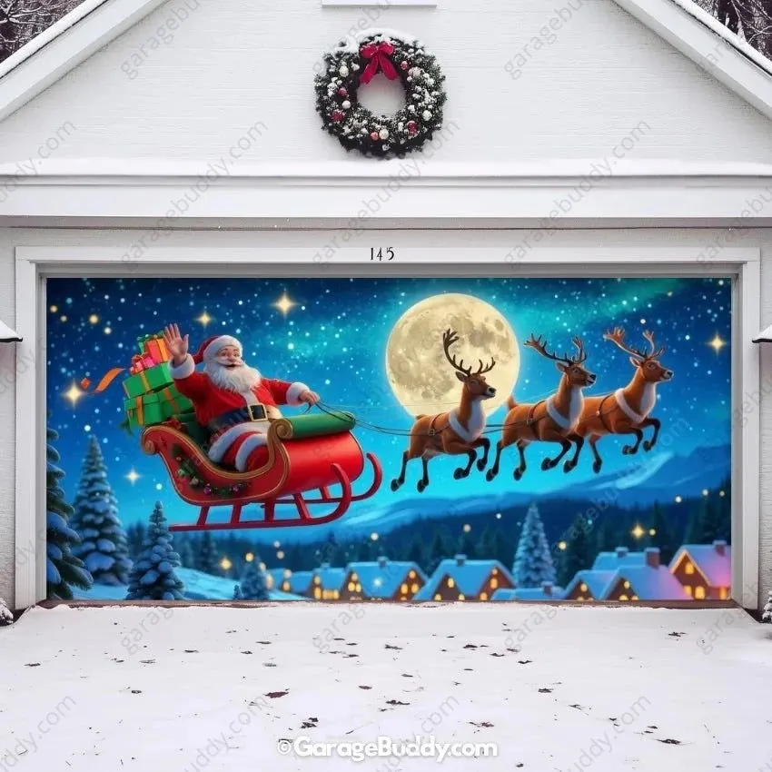 Garage Buddy | Santa's Flight | Christmas Garage Door Cover