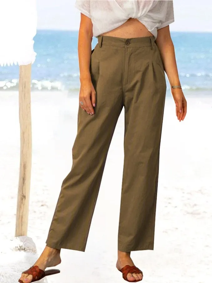 Women's Loose Casual Pleated Straight Leg Pants