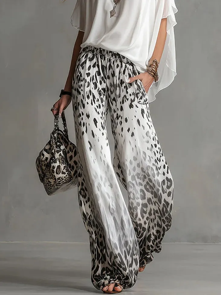 Women's Gradient Leopard Print Casual Pants