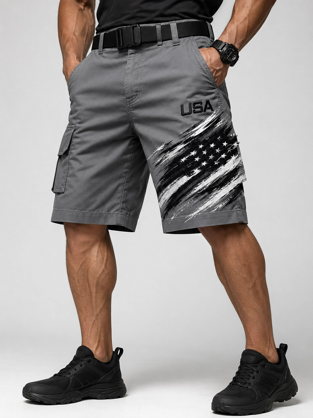 Men's USA Flag Art Print Casual Shorts