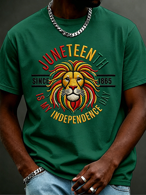Men's Juneteenth Is My Independence Day Since 1865Print Cotton Casual T-Shirt