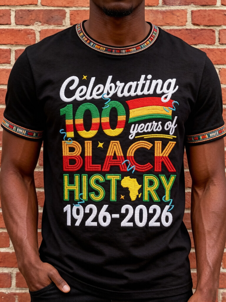 Men's Celebrating 100 Years of Black History Print Casual T-Shirt