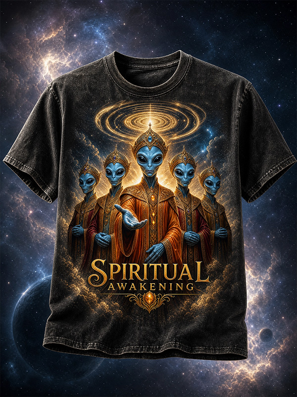 Men's Cosmic Alien Spiritual Awakening Galaxy Art Print T-Shirt