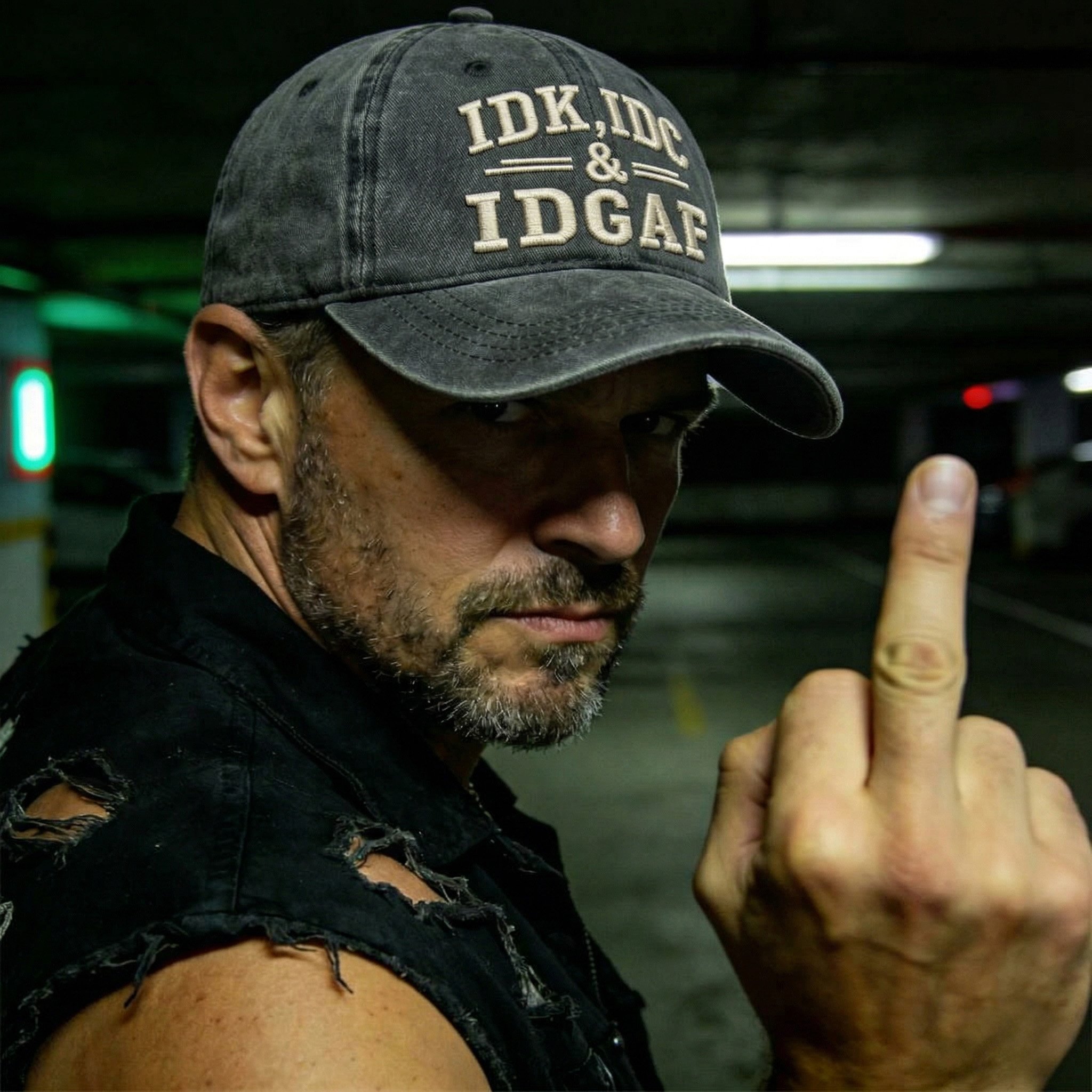 IDK, IDC, IDGAF 🤙Adjustable Vintage Washed Baseball Cap | Your No-Fuss Daily Staple, Perfect Gift For Dad & Husband🎁