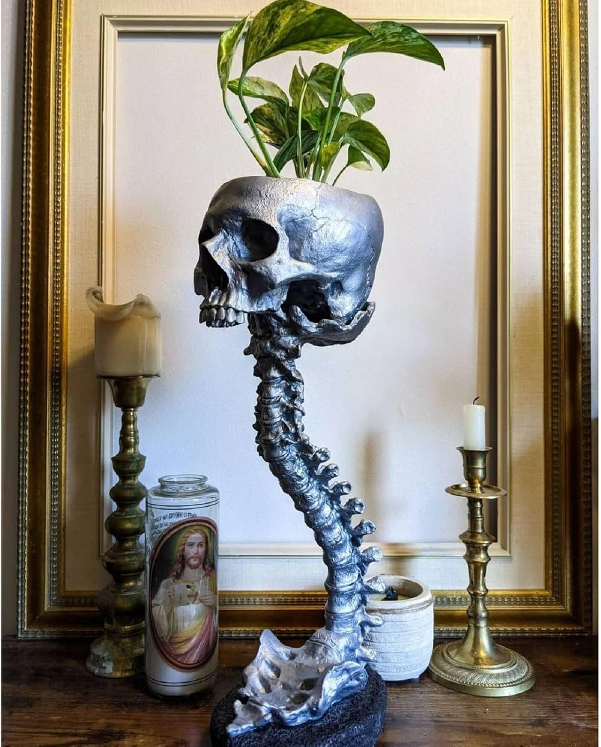🔥BUY 2 FREE SHIPPING✨💀Skull Planter with Spine Stand