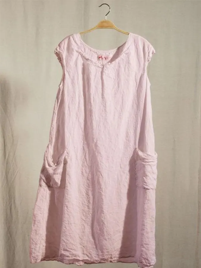 Women's Cotton Linen Casual Loose Dress