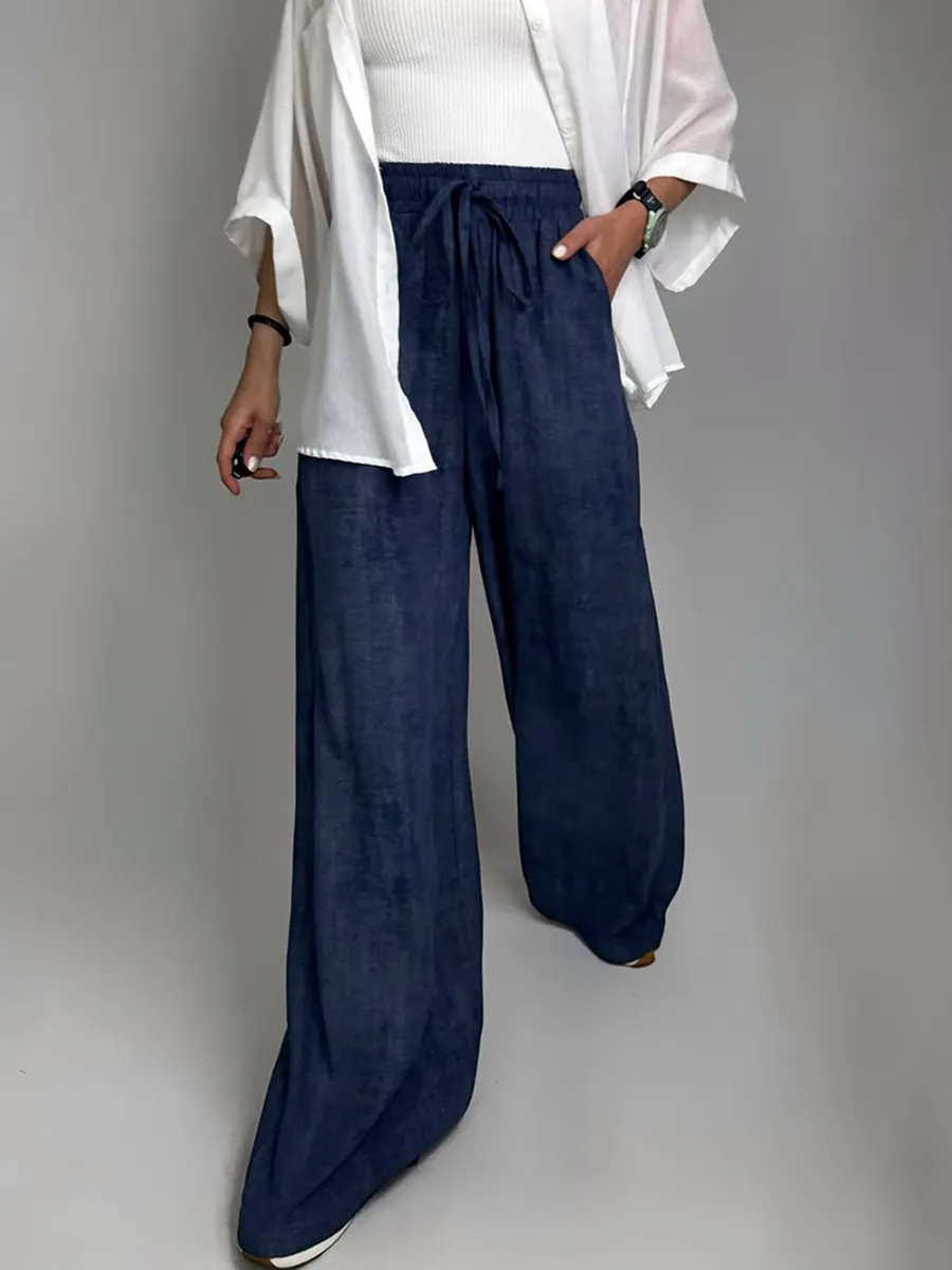 Women's Tie-dyed Cotton and Linen Straight Pants