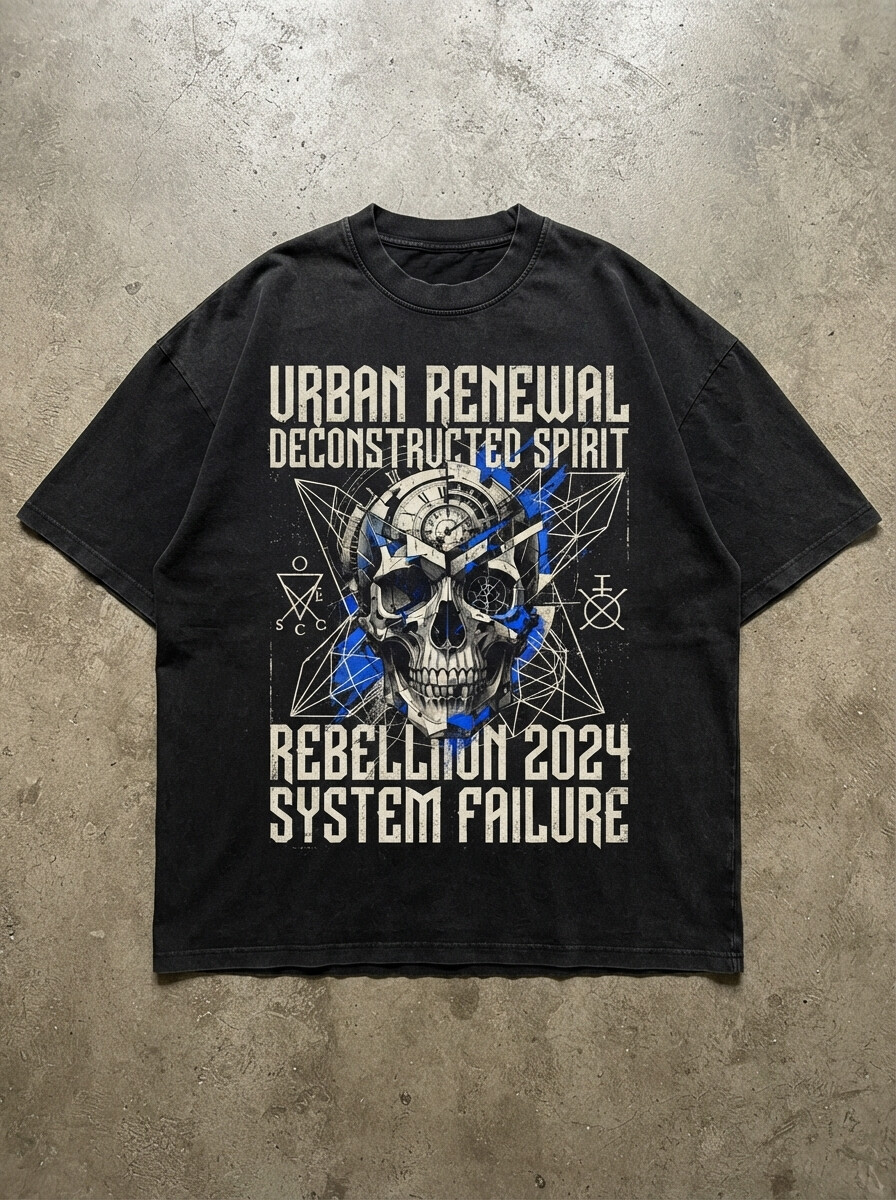 Men's Skull Urban Rebellion 2024 Print Cotton Casual T-Shirt