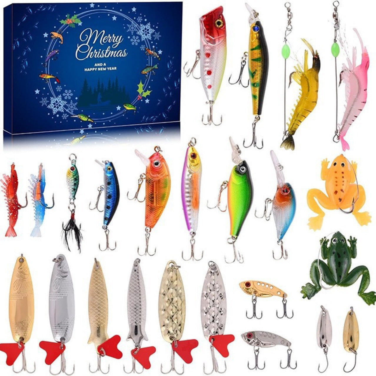 Awishday>>24 Days Christmas Countdown Fish Tackle Set