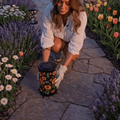 Placing the Bloomara solar lantern beside a garden pathway