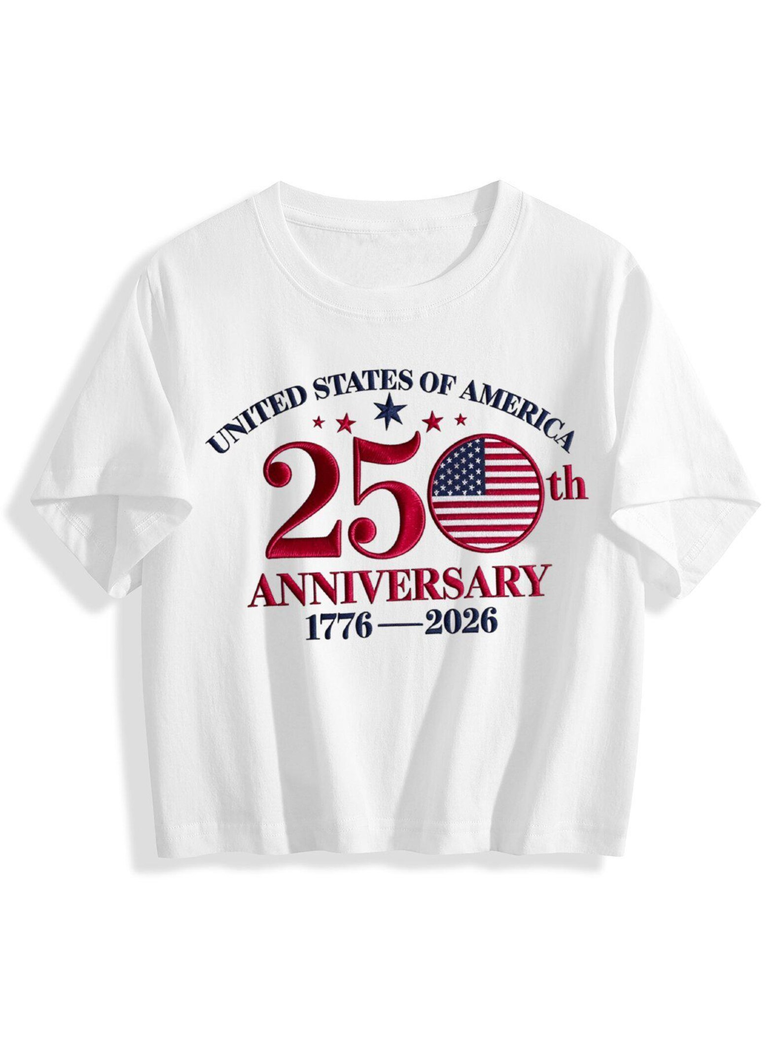 Personalized Print Patriotic Flag America 250th Anniversary Women's Crop Top T-shirts Independence Day Gifts