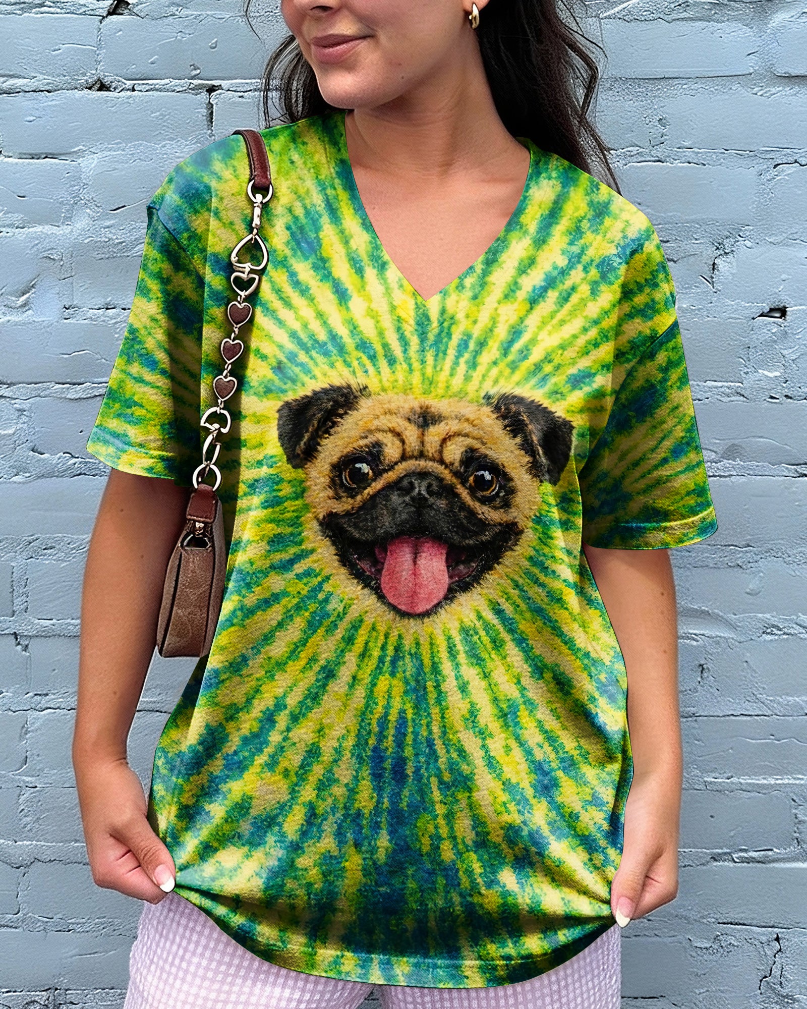 PUG DOG LEMON YELLOW SWIRL ALL OVER PRINT - TLNT2502262