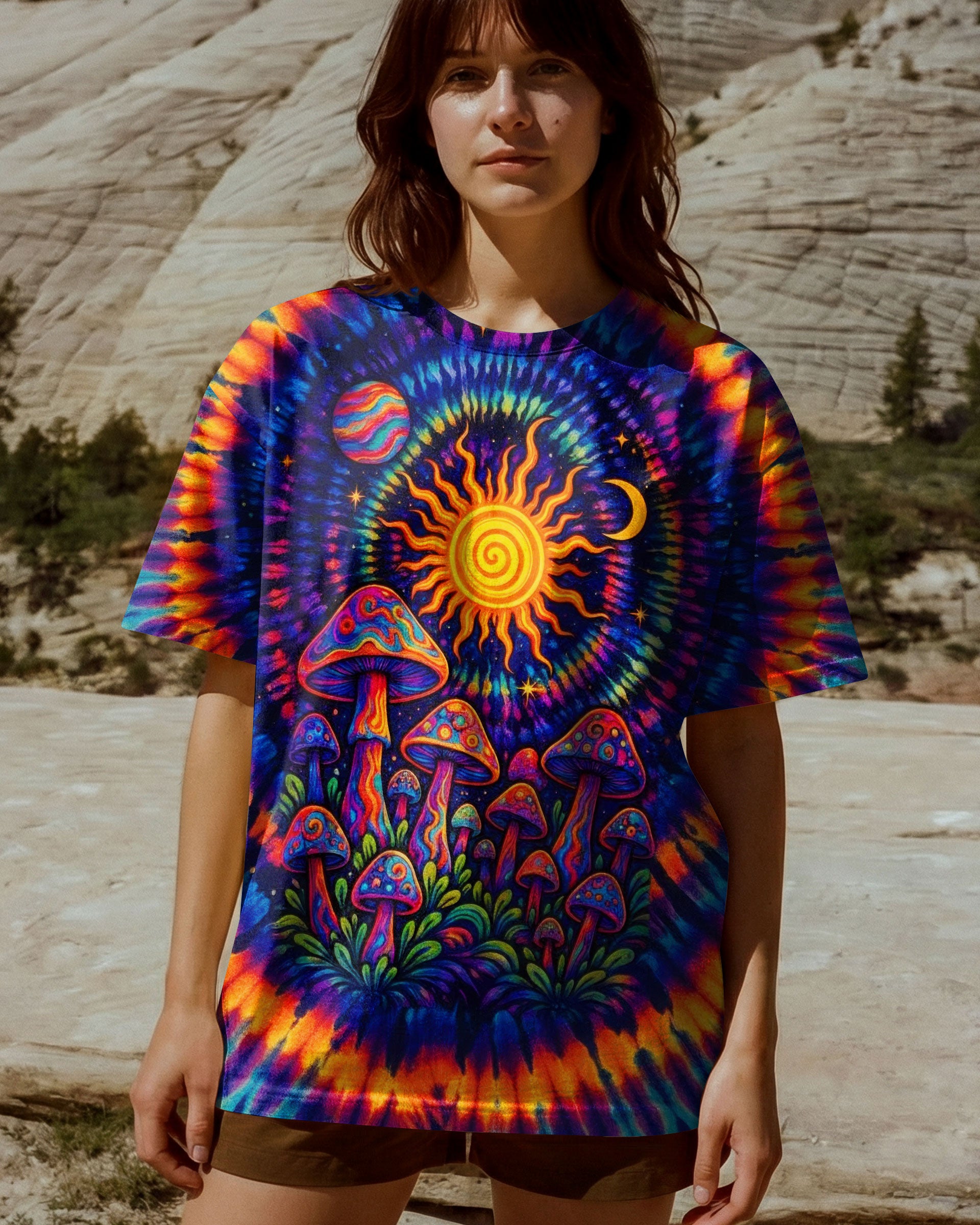 MUSHROOM SUN & MOON SWIRL ALL OVER PRINT  - TLTW3101262