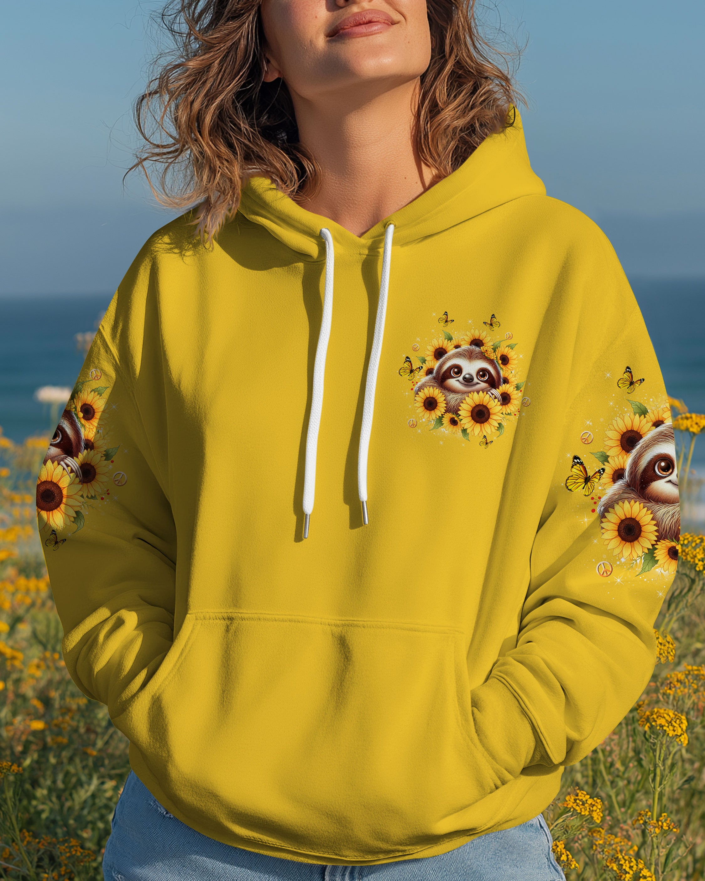JUST BREATHE SLOTH SUNFLOWER ALL OVER PRINT - TLTW2310252