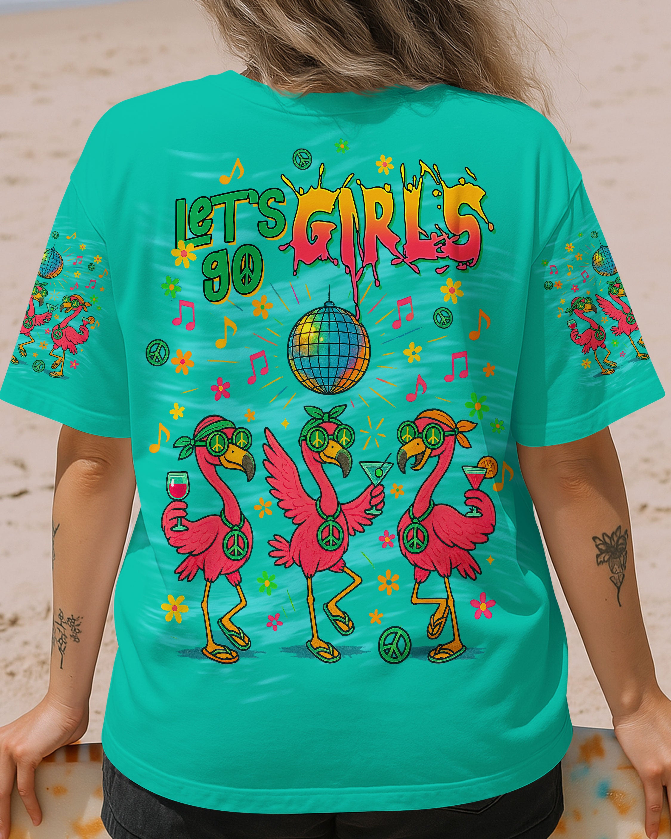LET'S GO GIRLS FLAMINGO ALL OVER PRINT  - TLTW0605254