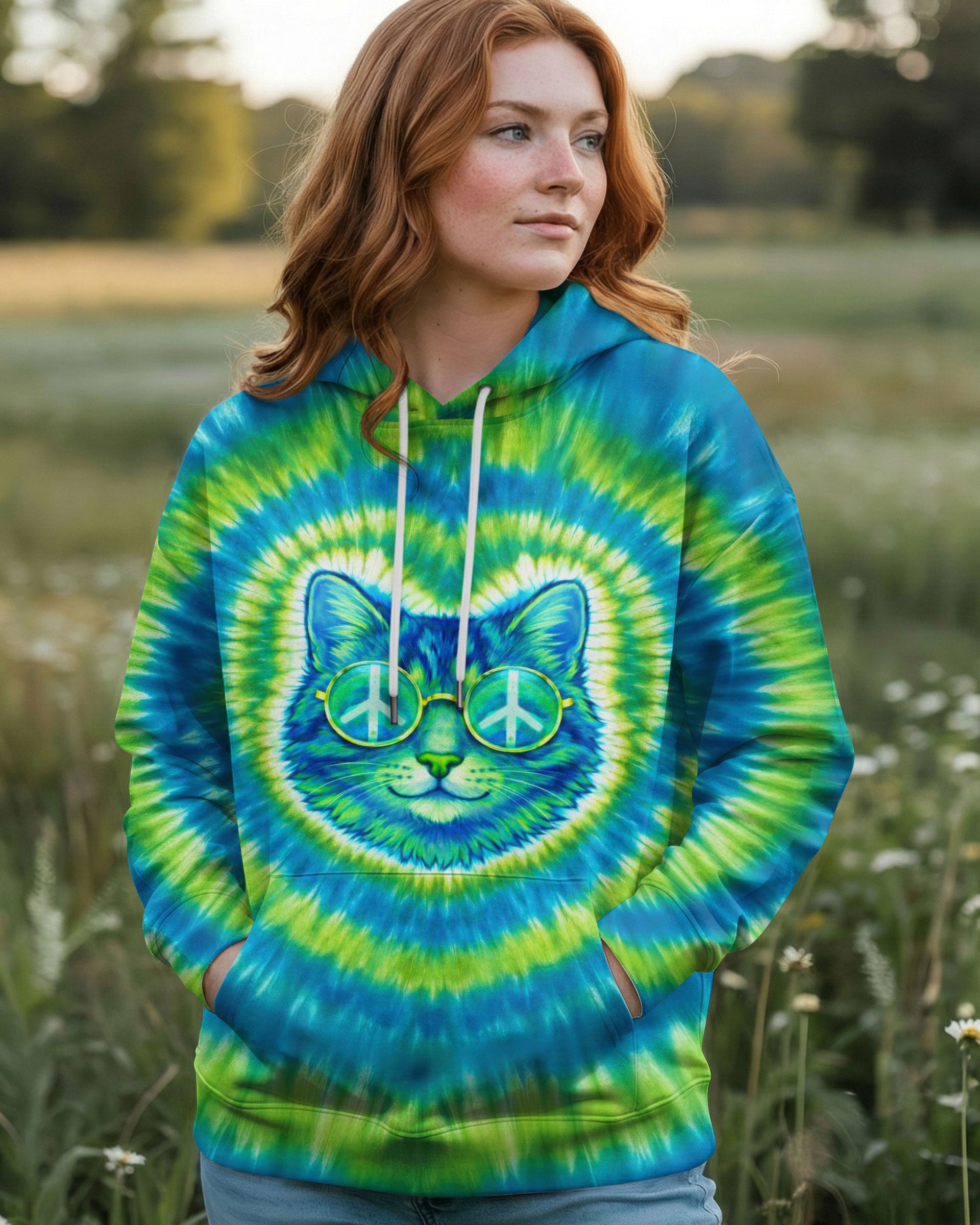 HIPPIE CAT SWIRL ALL OVER PRINT - TLTW2302262