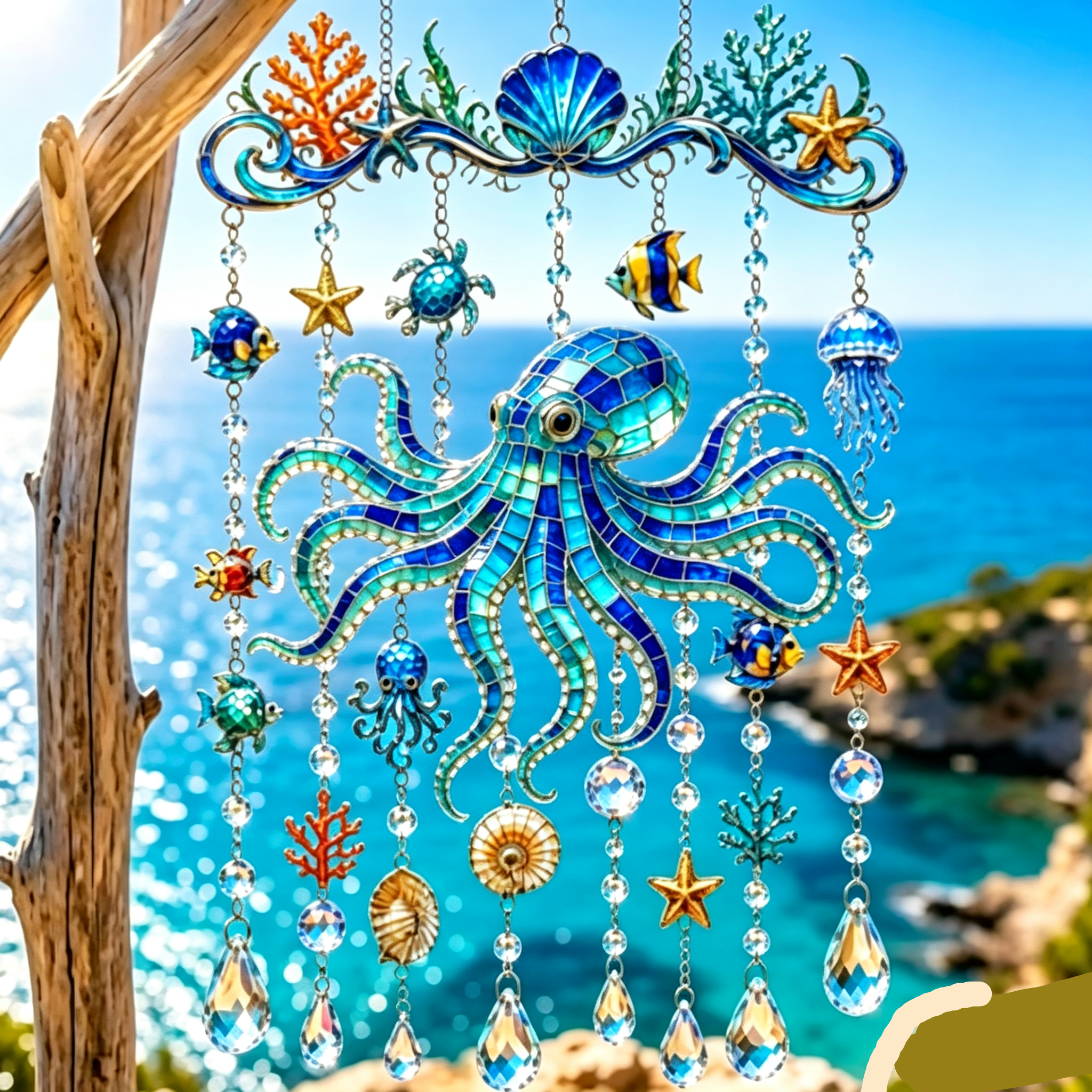 🌊 Sparkling Ocean Suncatcher – Dolphin, Whale & Sea Turtle Hanging Decor ✨