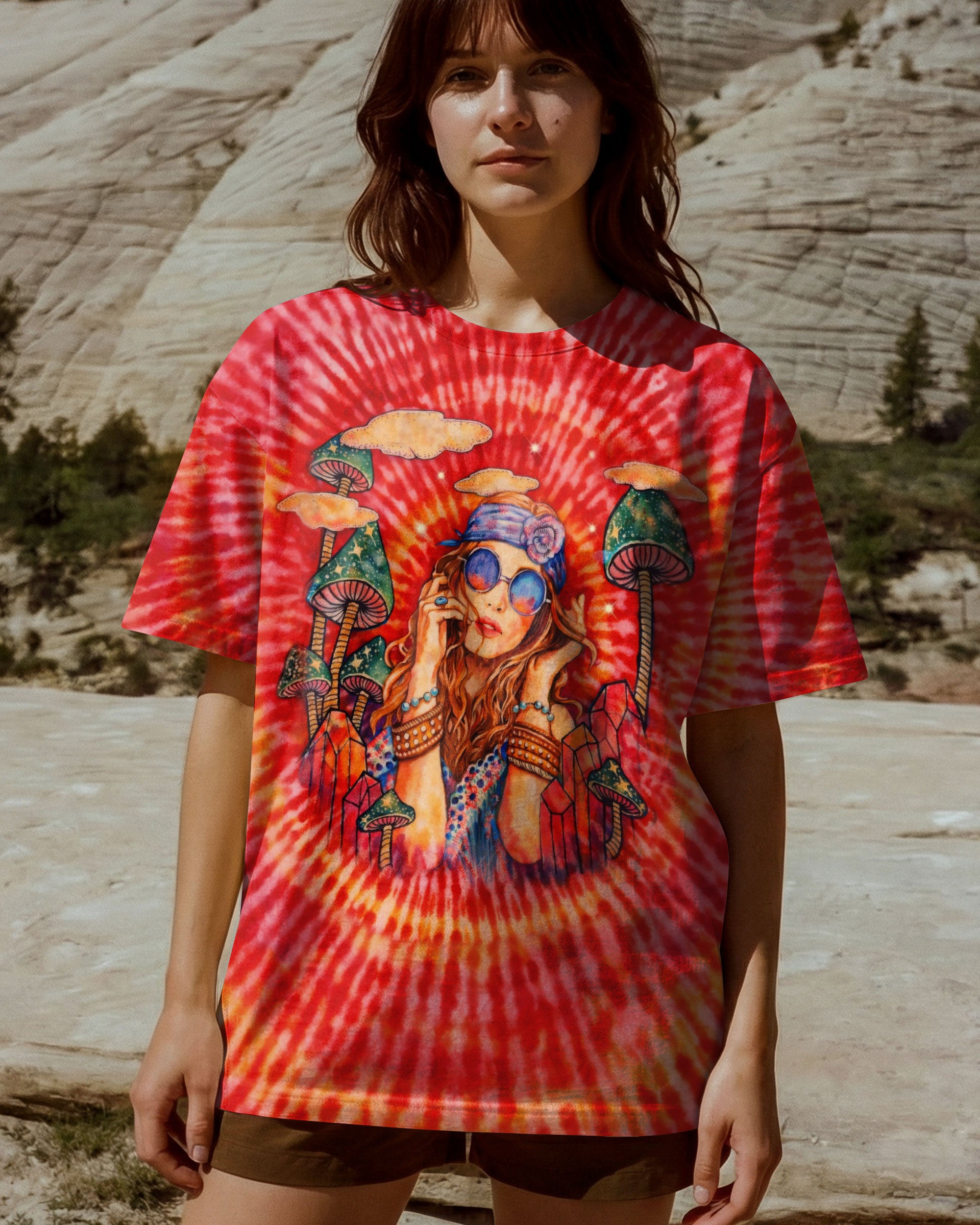 HIPPIE GIRL RED & ORANGE SWIRL ALL OVER PRINT  - TLTW1202262