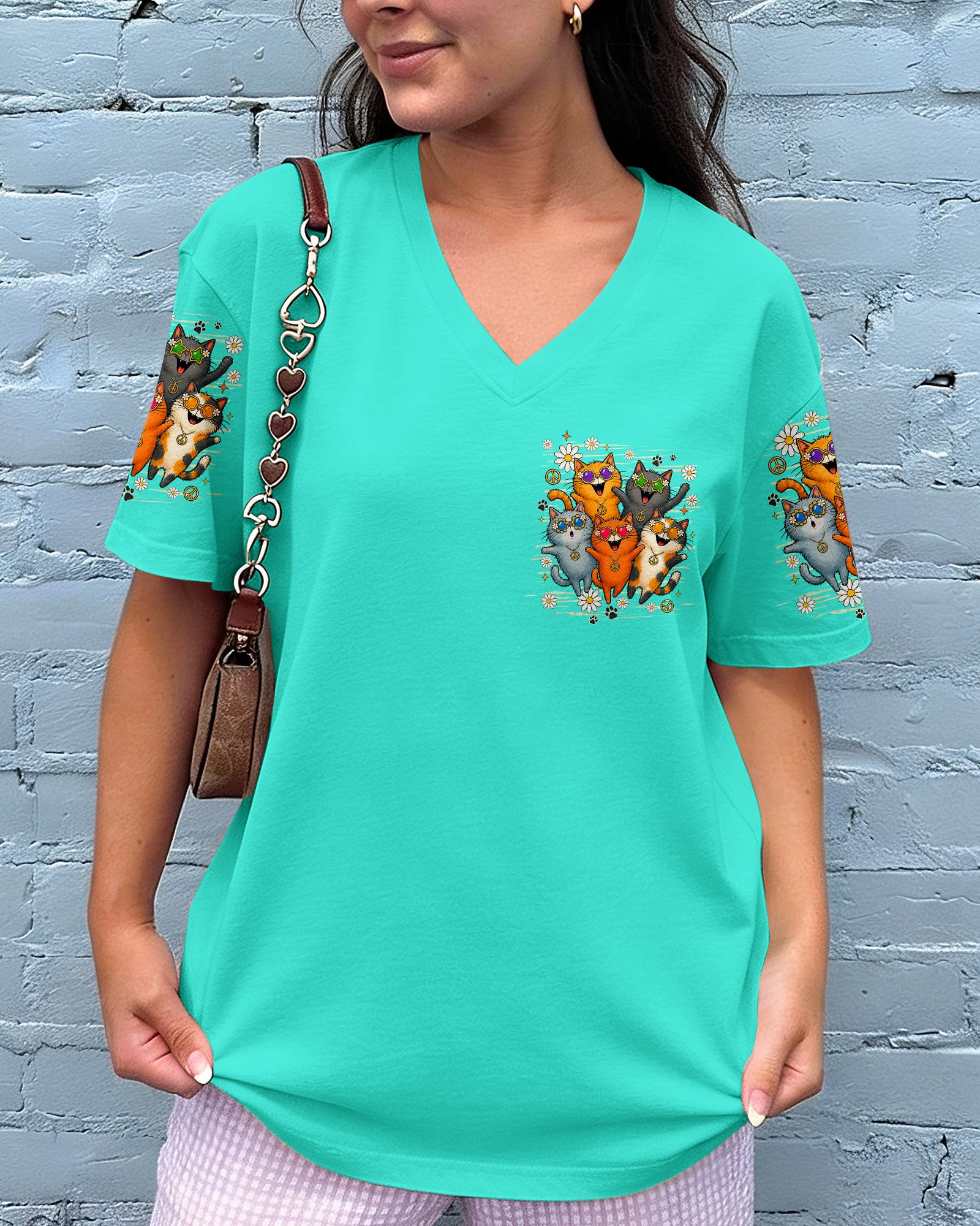 PEACE LOVE AND MEOW CAT ALL OVER PRINT - TLHN1007261