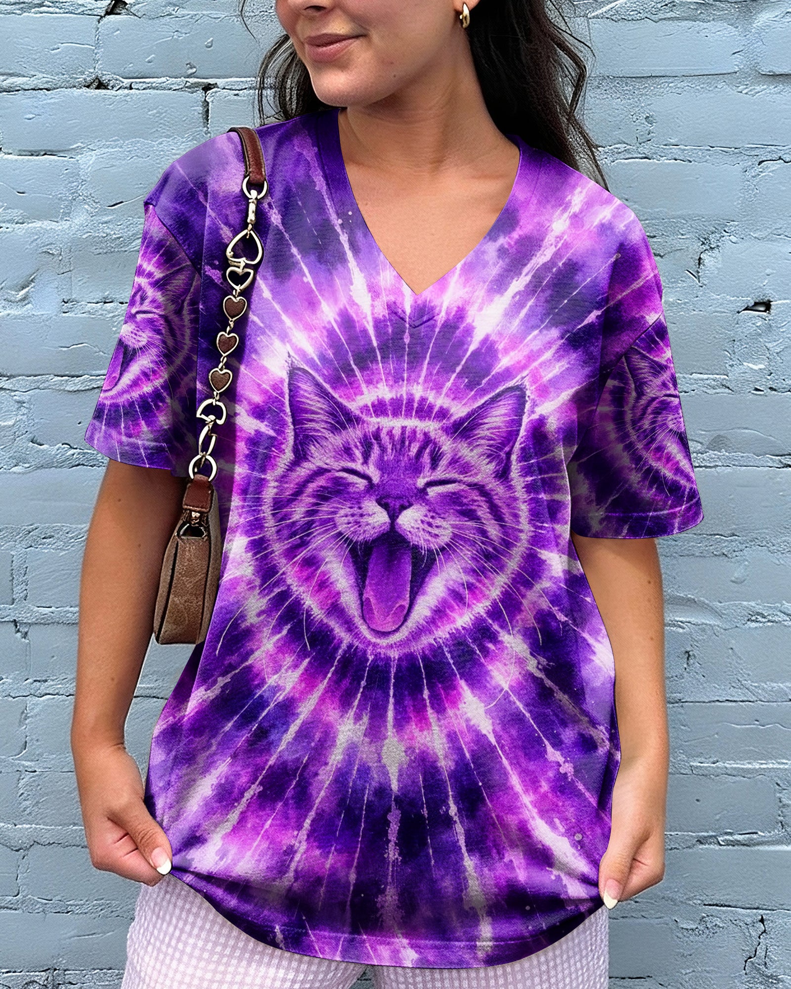 CAT PURPLE SWIRL ALL OVER PRINT - TLHN1003263