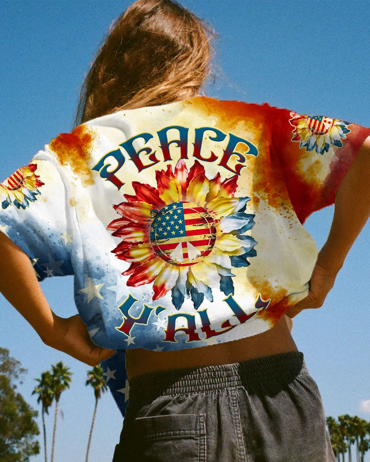 PEACE Y'ALL AMERICA SUNFLOWER ALL OVER PRINT - TLTW1207232