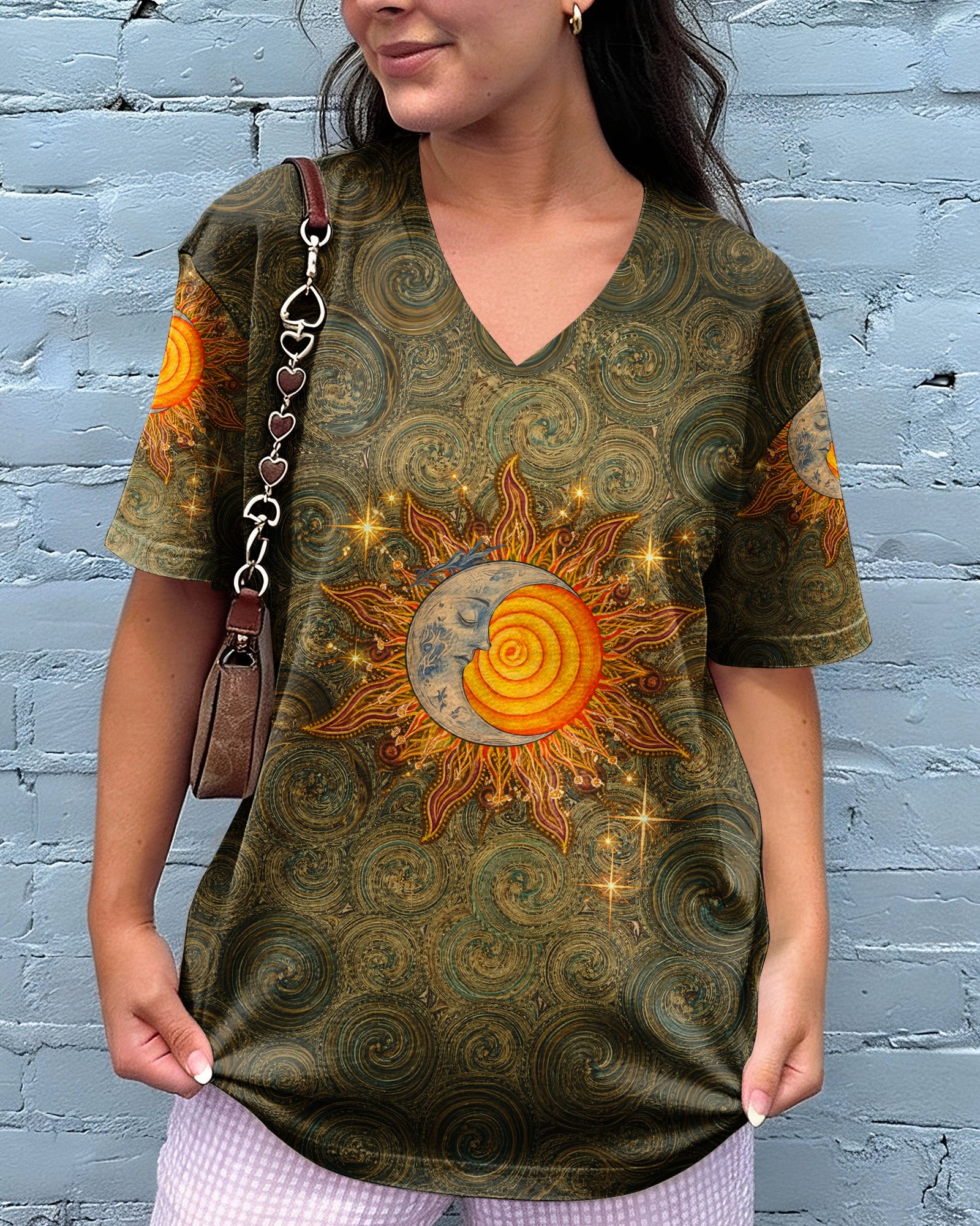 BOHO HIPPIE SUN AND MOON ALL OVER PRINT  - TLNO2003261