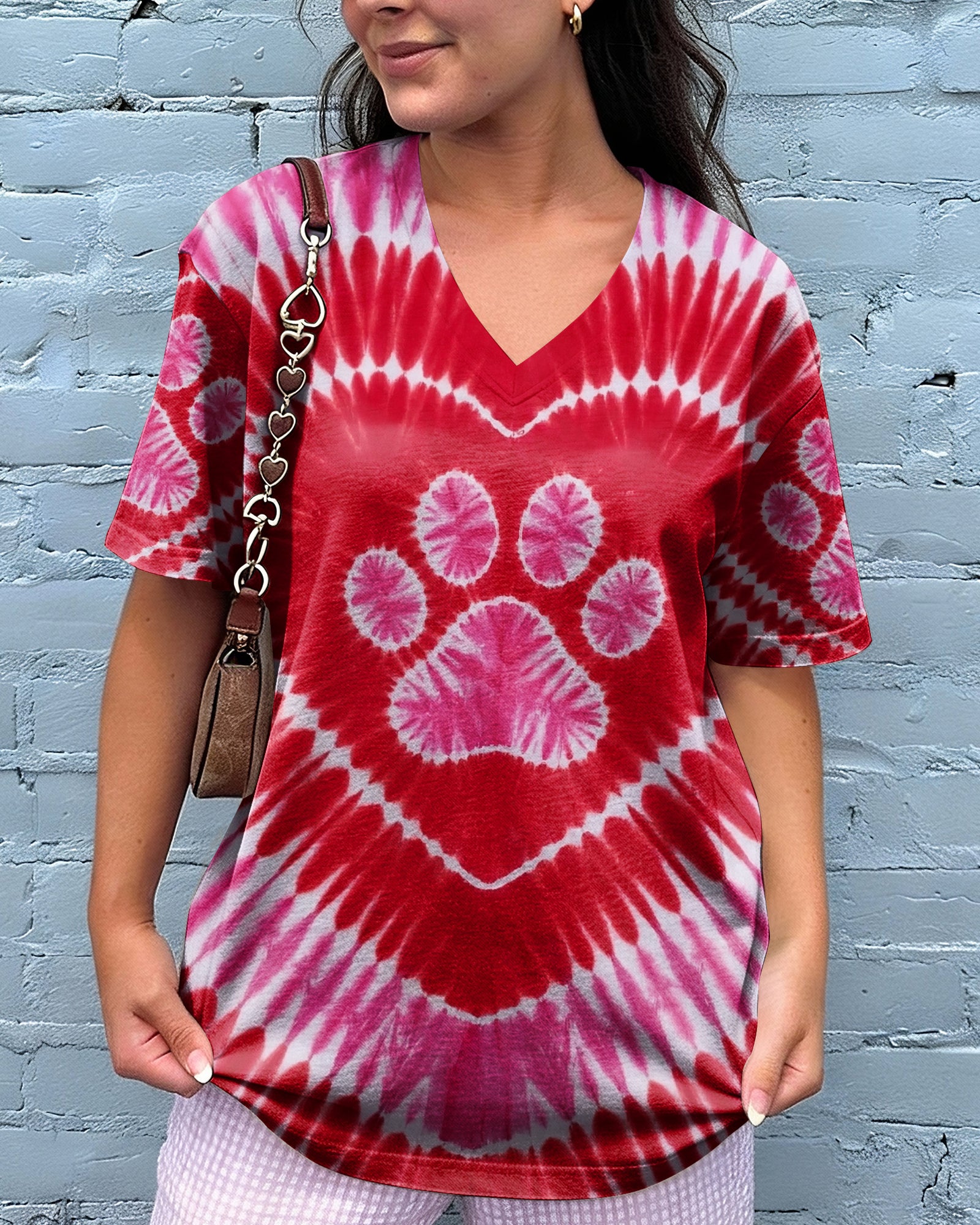 RED PINK PAW HEART ALL OVER PRINT - TYPQ0703261