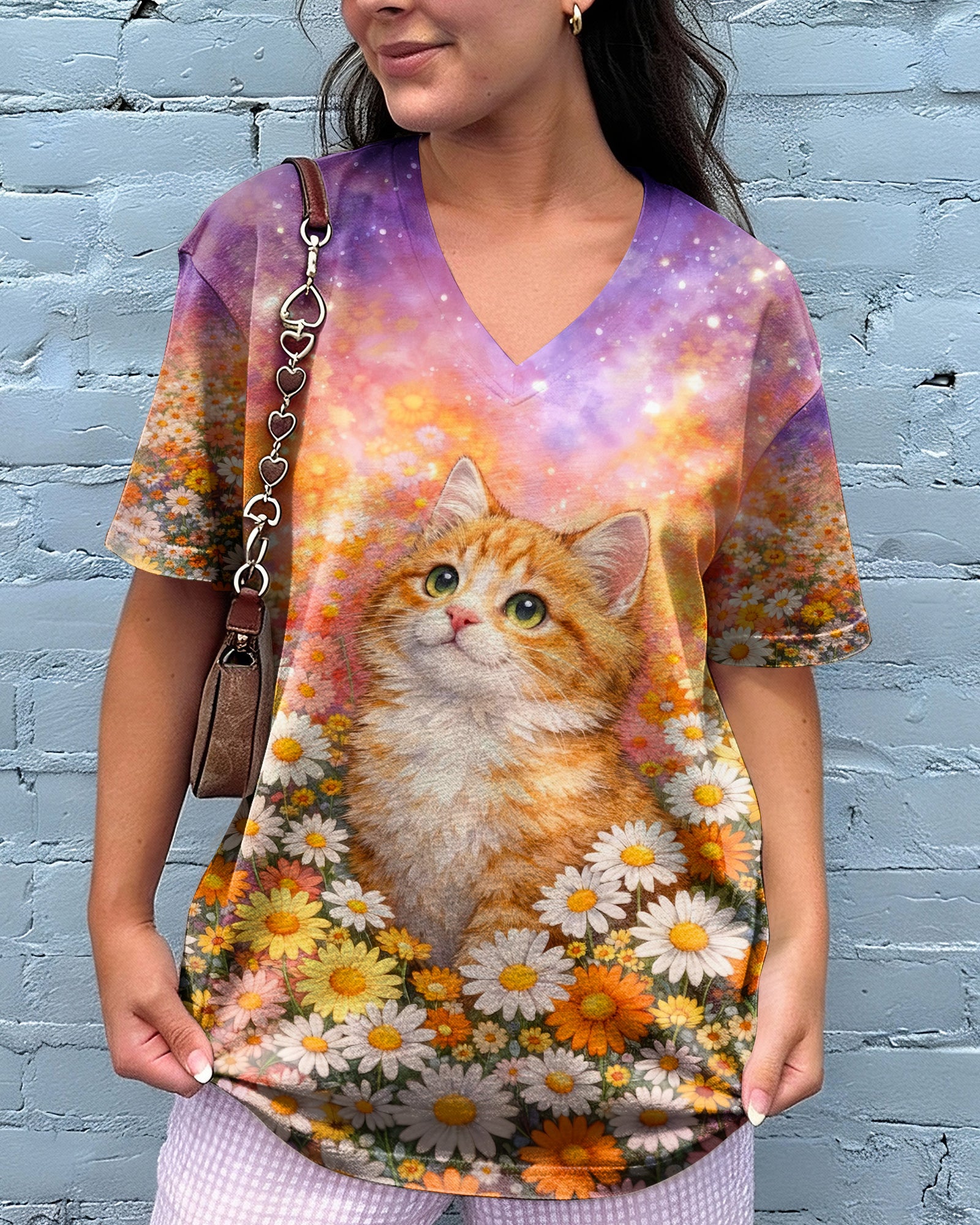 WATERCOLOR FLORAL CAT ALL OVER PRINT - TLHG1603261