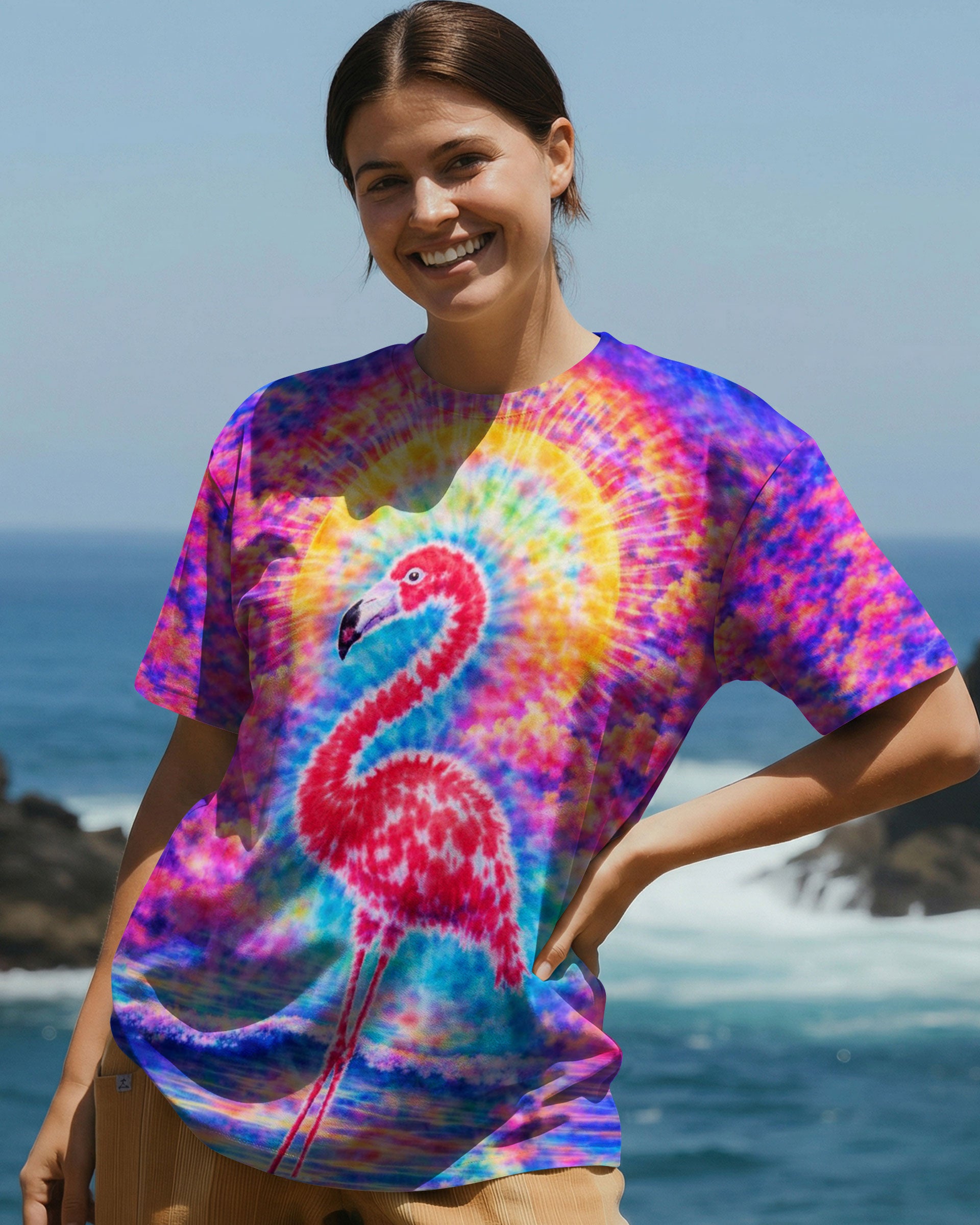 FLAMINGO SUNSET  SWIRL ALL OVER PRINT - TLTW2701262