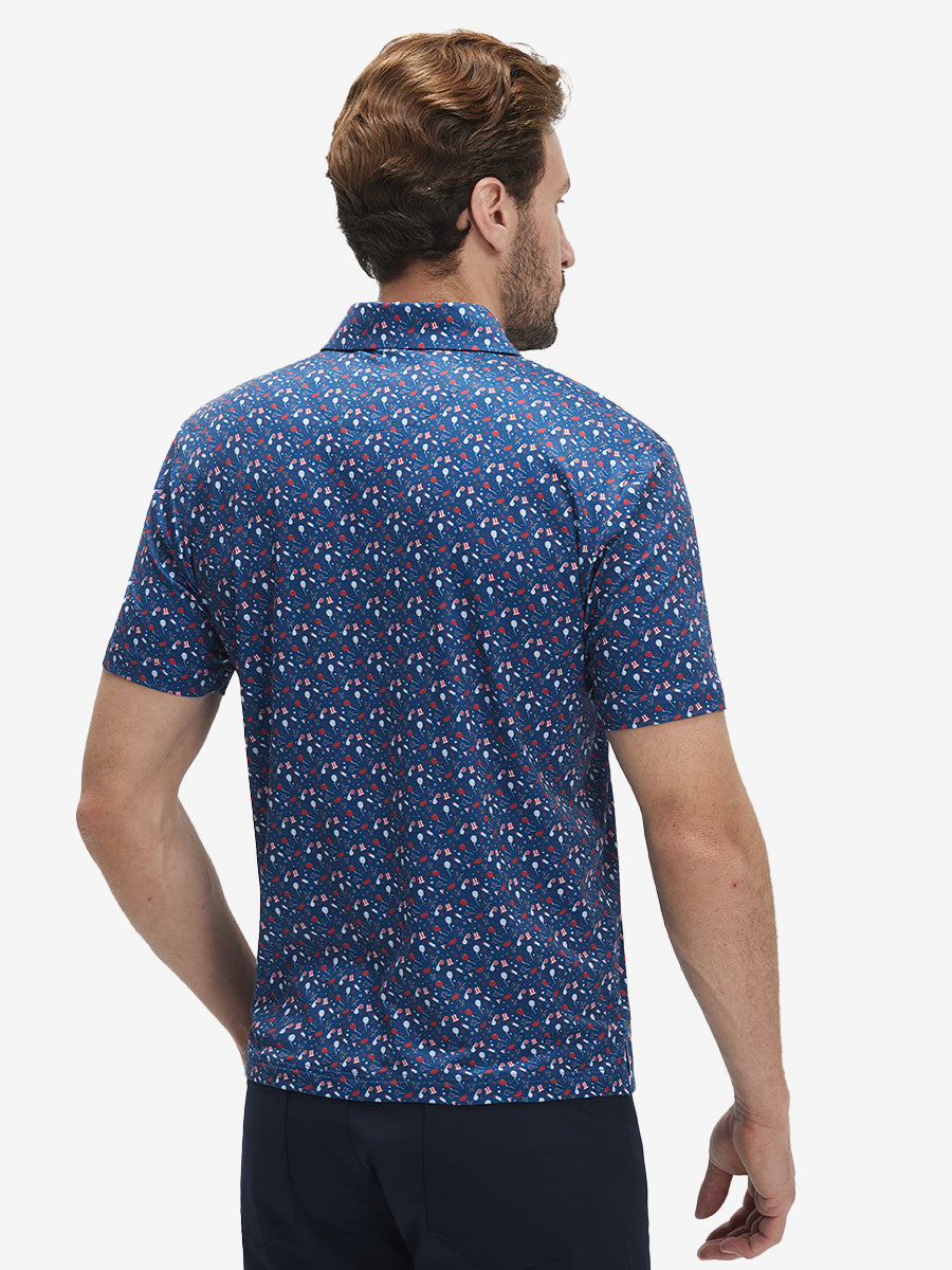 Swing in Style: 4-Way Stretch Performance Printed Golf Polo