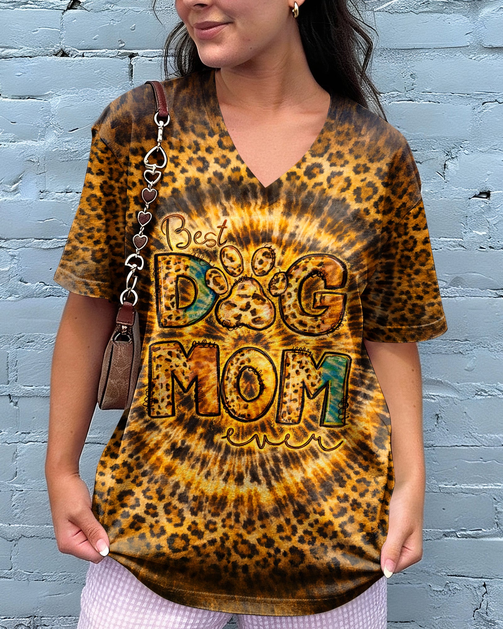 BEST DOG MOM EVER LEOPARD SWIRL ALL OVER PRINT   - TLNT1003261