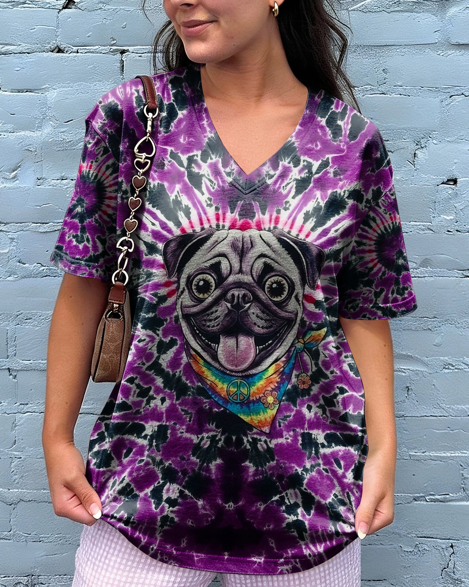 PURPLE SWIRL FUNNY PUG DOG ALL OVER PRINT - YHLT0202261