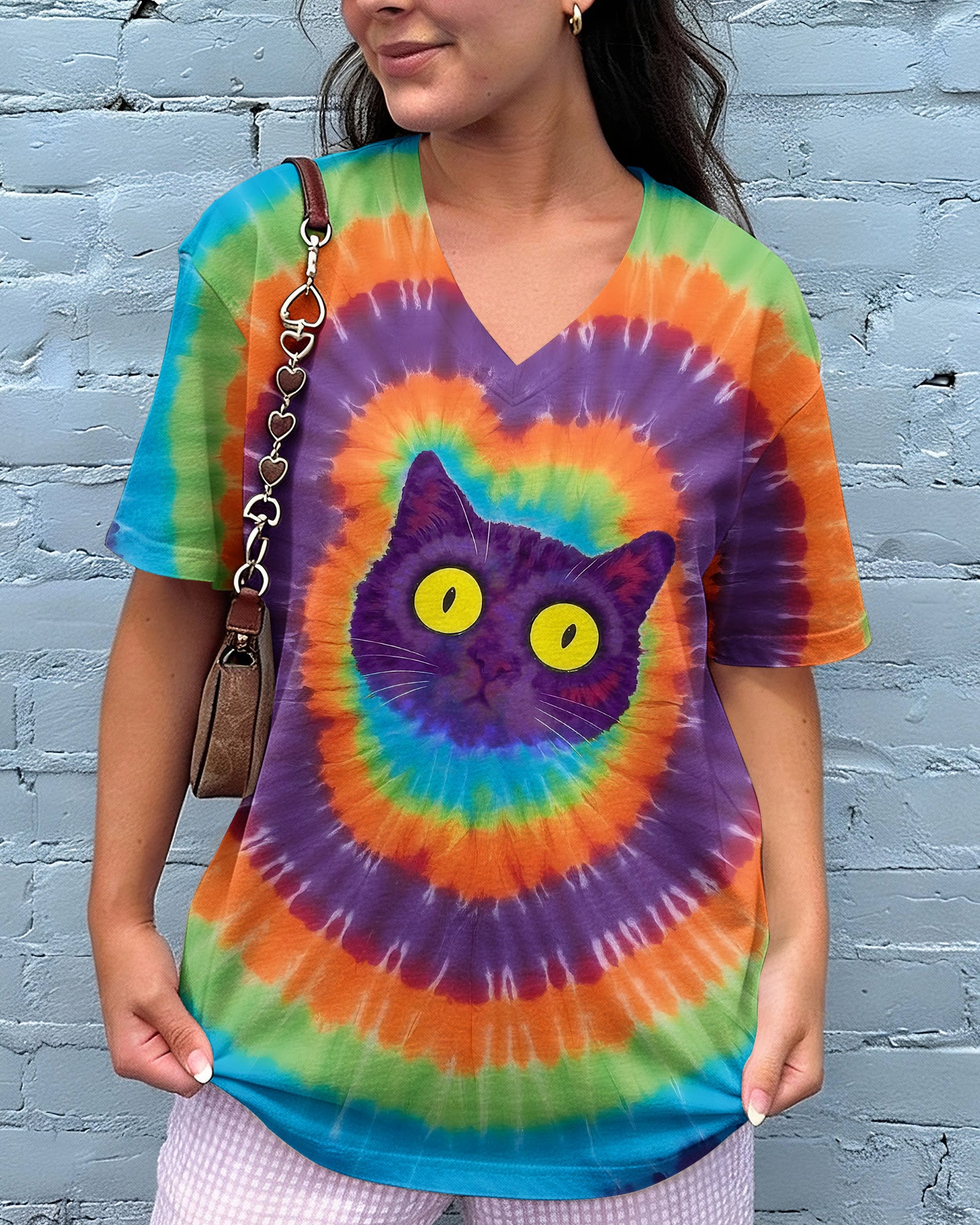 I'M NOT SHORT CAT COLORFUL SWIRL ALL OVER PRINT  - TLNO2403261