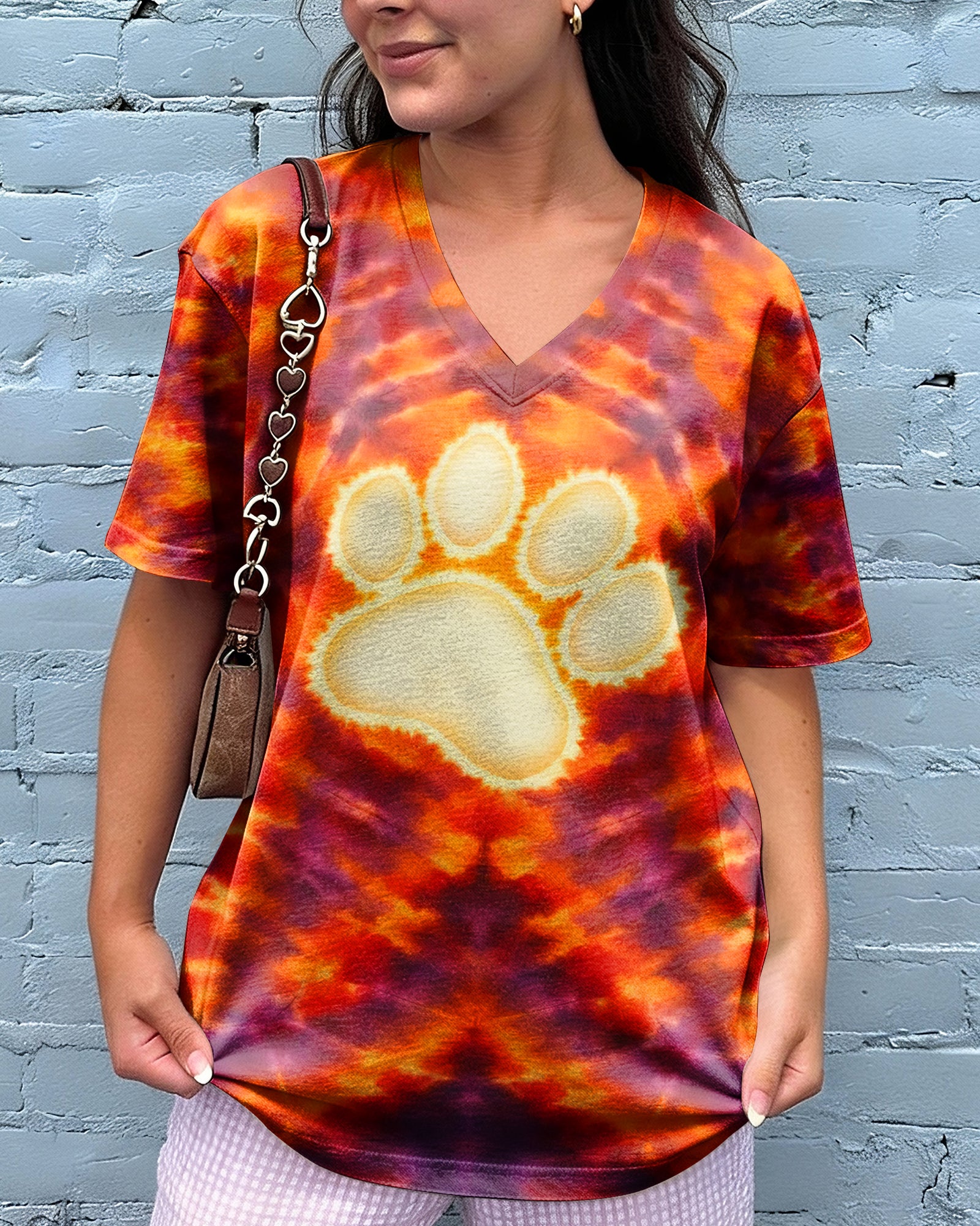 PAW PRINT BURNT ORANGE SWIRL ALL OVER PRINT - TLHG1303262